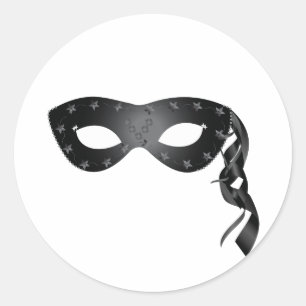 Sticker Rond Masque noir élégant avec dentelle florale