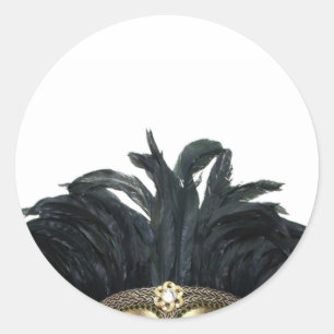 Sticker Rond Masque noir et or