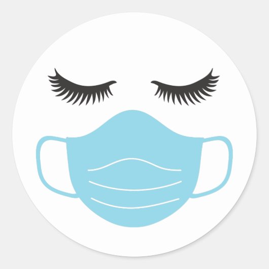 Sticker Rond Masque PPE et cils (Devant)