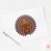Sticker Rond Masque rituel du roi guerrier tribal (Enveloppe)