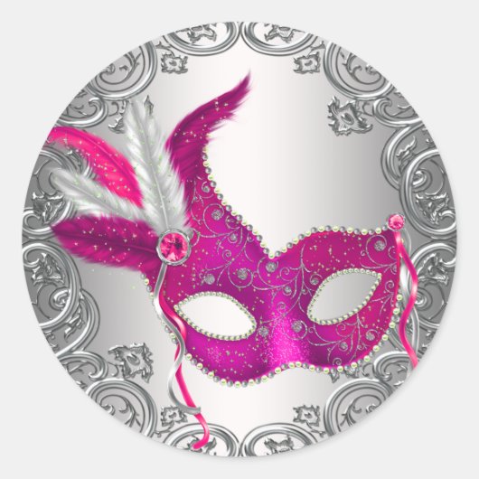 Sticker Rond Masque Rose Chaud Favori de Scellage d'Envelope de (Devant)