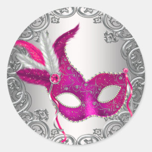 Sticker Rond Masque Rose Chaud Favori de Scellage d'Envelope de