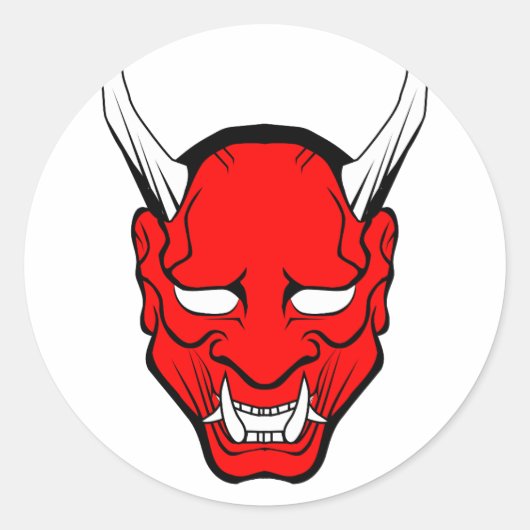 Sticker Rond Masque rouge japonais Hannya (Devant)
