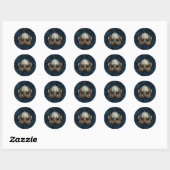 Sticker Rond Masque sarcelle et orné complexe (Feuille)