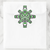 Sticker Rond Masque solaire Haida vert et noir en blanc (Sac)