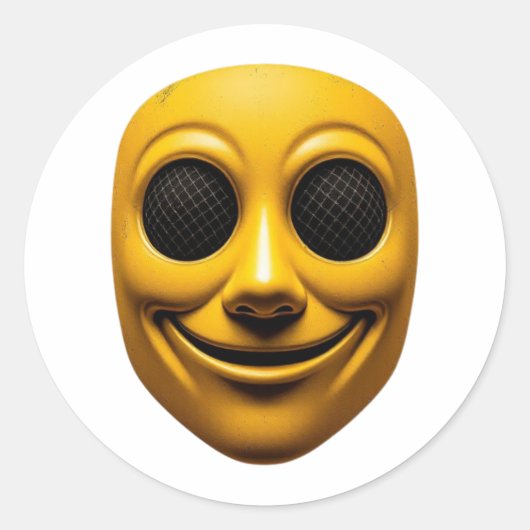 Sticker Rond Masque souriant jaune (Devant)