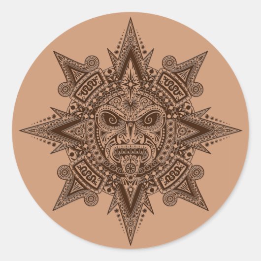 Sticker Rond Masque Sun Aztec Brown (Devant)