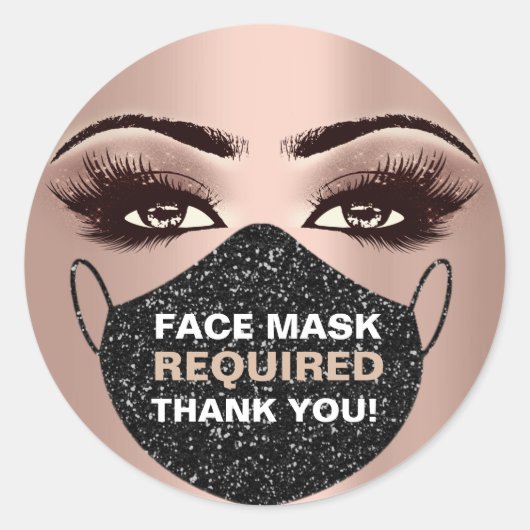 Sticker Rond Masque Visage Couverture Requise Lash Covid cire (Devant)