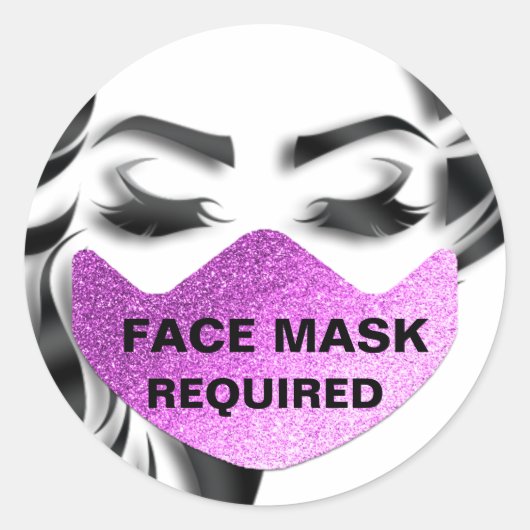 Sticker Rond Masque Visage Couvrant Coronavirus Requis Protecti (Devant)