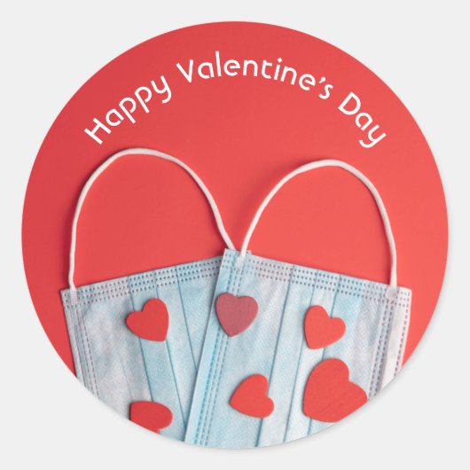 Sticker Rond Masque visage et coeurs Heureuses Saintes-Valentin (Devant)