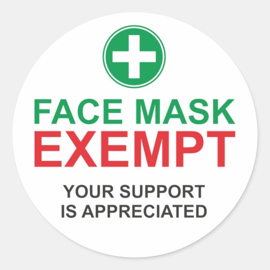 Sticker Rond Masque visage exempté (Devant)