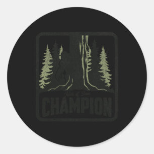 Sticker Rond Masquer Et Chercher Champion Funny Bigfoot Sasquat
