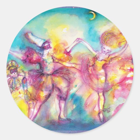 Sticker Rond MASQUERADE, Mardi Gras Masques, Danse, Musique (Devant)