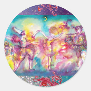 Sticker Rond MASQUERADE, Mardi Gras Masques, Danse, Musique