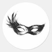 Sticker Rond Masquerade Mask Ink Brushstroke Illustration on (Devant)