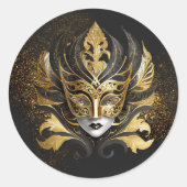 Sticker Rond Masquerade Masque Motif Black Gold ID1031 (Devant)