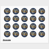 Sticker Rond Masquerade Masque Motif Blue Gold ID1031 (Feuille)