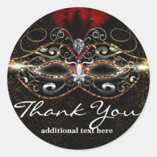 Sticker Rond Masquerade Masque Rouge élégante Parti Favoriser S