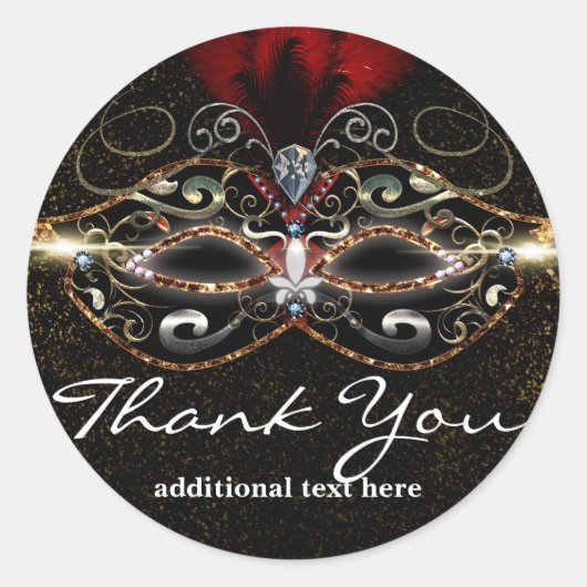 Sticker Rond Masquerade Masque Rouge élégante Parti Favoriser S (Devant)