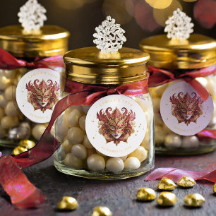 Sticker Rond Masquerade Motif Quinceanera Rouge Or ID1031