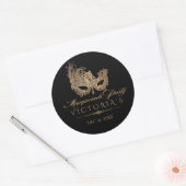 Sticker Rond Masquerade Quinceanera Chic Black Gold (Enveloppe)
