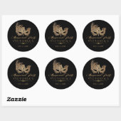 Sticker Rond Masquerade Quinceanera Chic Black Gold (Feuille)