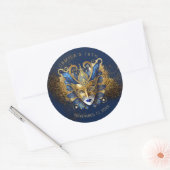 Sticker Rond Masquerade Sweet 16 Blue Gold V2 ID1032 (Enveloppe)