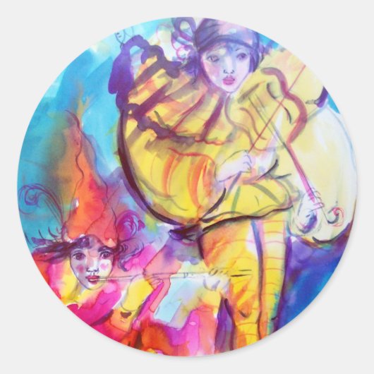 STICKER ROND MASQUÉRADE VÉNITIENNE / NOCTURNE MUSICALE (Devant)