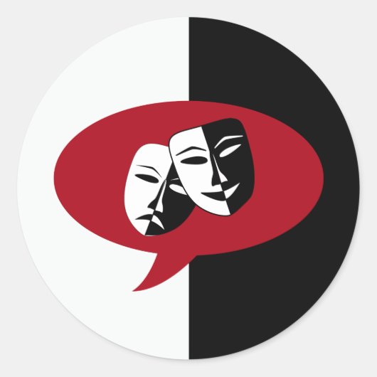 Sticker Rond Masques de comédie et de tragédie (Devant)