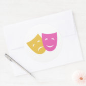 Sticker Rond Masques de comédie et de tragédie (Enveloppe)