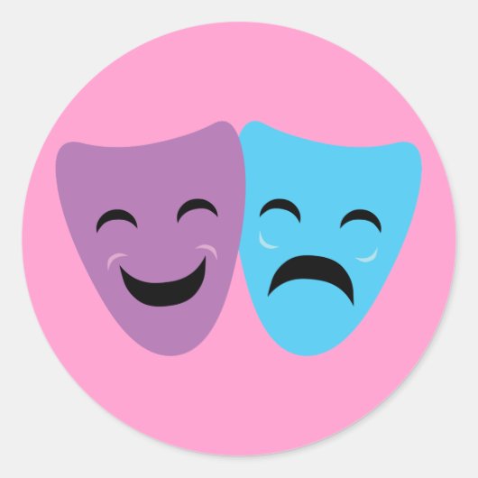 Sticker Rond Masques de drame (Devant)