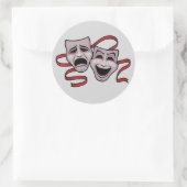 Sticker Rond Masques De Théâtre Comédie Et Tragédie (Sac)