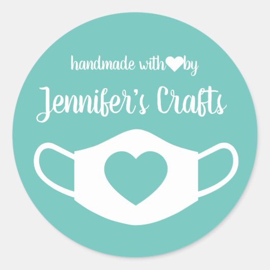 Sticker Rond Masques Visage Faits Main avec Amour (Devant)