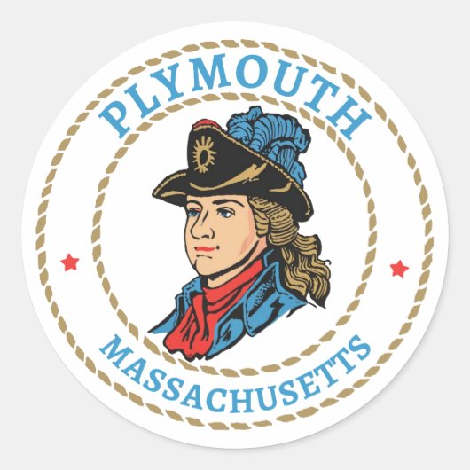 Sticker Rond Massachusetts de Plymouth Colonial (Devant)