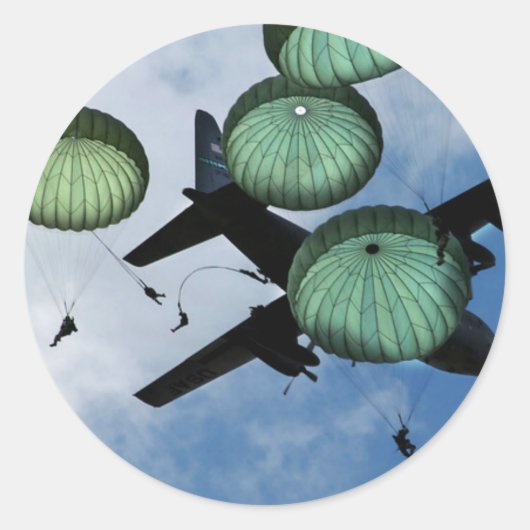 Sticker Rond Massachusetts, Parachutes, U.S Army (Devant)