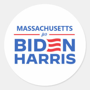 Sticker Rond Massachusetts pour Biden Harris