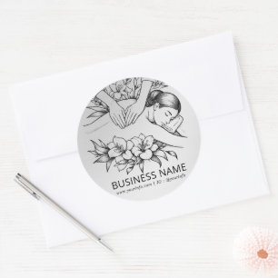 Sticker Rond Massage Thérapie Guérison Mains Énergie Spa Bien-ê