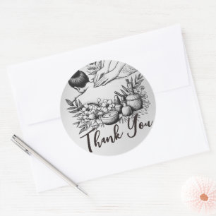 Sticker Rond Massage Thérapie Healing Mains Spa d'énergie Merci