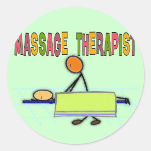 Sticker Rond Massage Thérapiste Personnages en allumettes Desig
