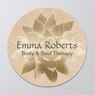 Sticker Rond Massage vintage Thérapie Élégant Lotus Or