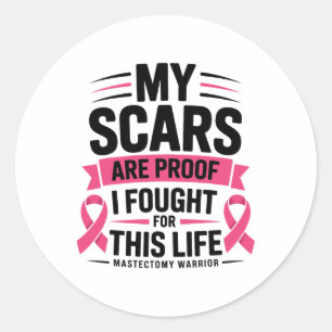 Sticker Rond Mastectomie Funny Cancer du sein Survivant