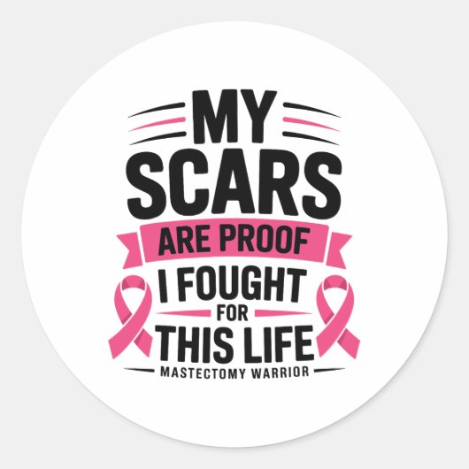 Sticker Rond Mastectomie Funny Cancer du sein Survivant (Devant)