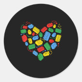 Sticker Rond Master Builder Block Brick Building Heart Valentin (Devant)