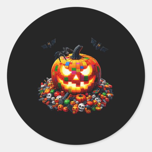 Sticker Rond Master Builder Blocks Bricks Building Pumpkin Hall (Devant)