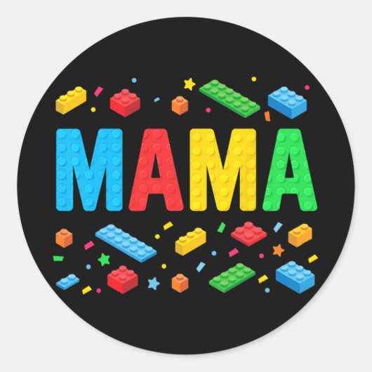 Sticker Rond Master Builder Blocs de briques Blocs drôle Mère (Devant)
