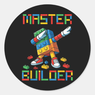 Sticker Rond Master Builder Tee Blocs de Dabbing Briques Constr