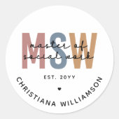 Sticker Rond Master en travail social en MSW (Devant)