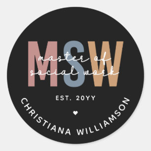Sticker Rond Master en travail social en MSW