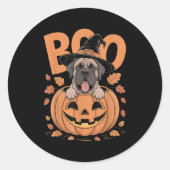 Sticker Rond Mastiff Costume On Pumpkin Halloween Mastiff (Devant)