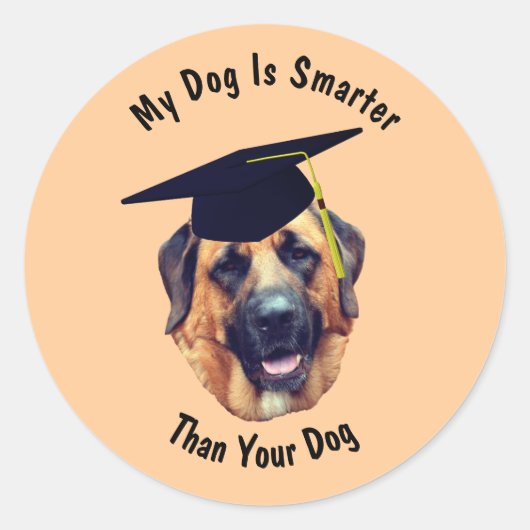 Sticker Rond Mastiff Mon chien plus intelligent que votre chien (Devant)